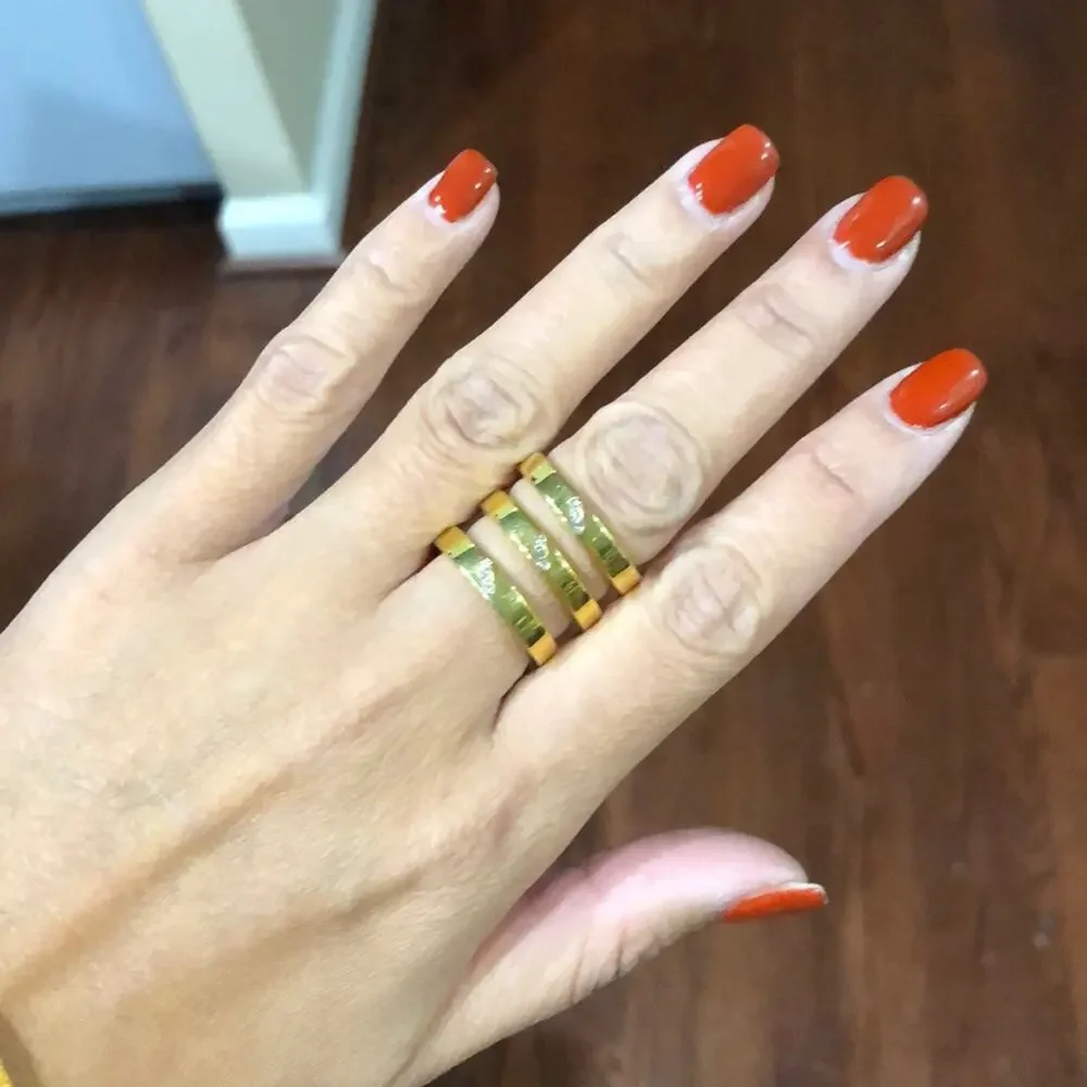 3 Line with crystals gold Fashion Ring